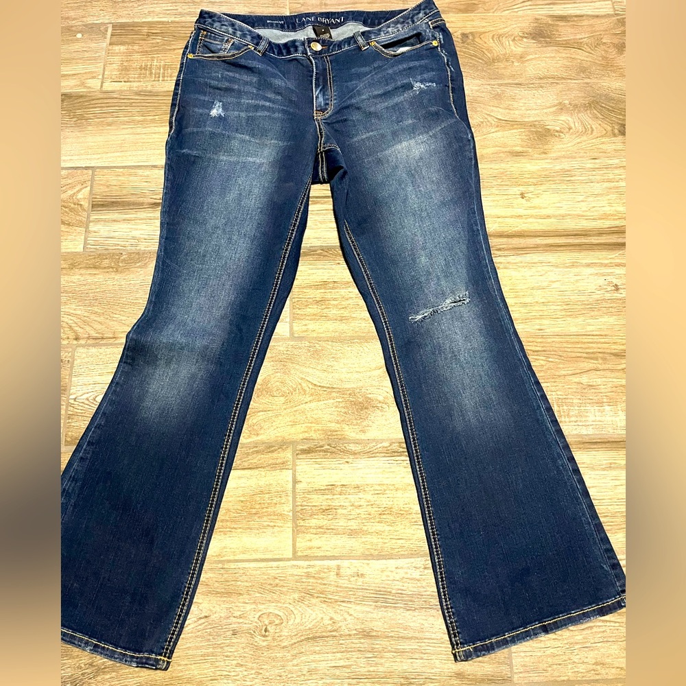 Lane Bryant bootcut distressed jeans, size 14